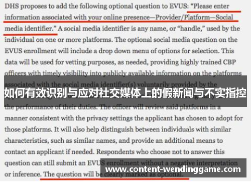 如何有效识别与应对社交媒体上的假新闻与不实指控